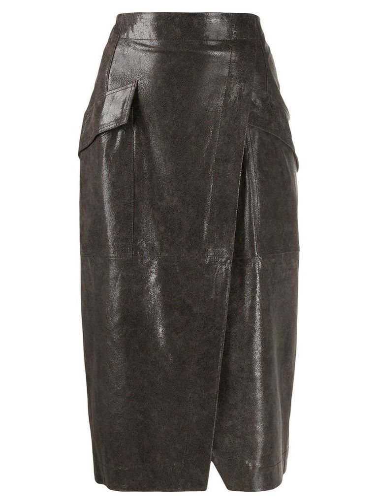 Lorena Antoniazzi leather pencil skirt - Grey