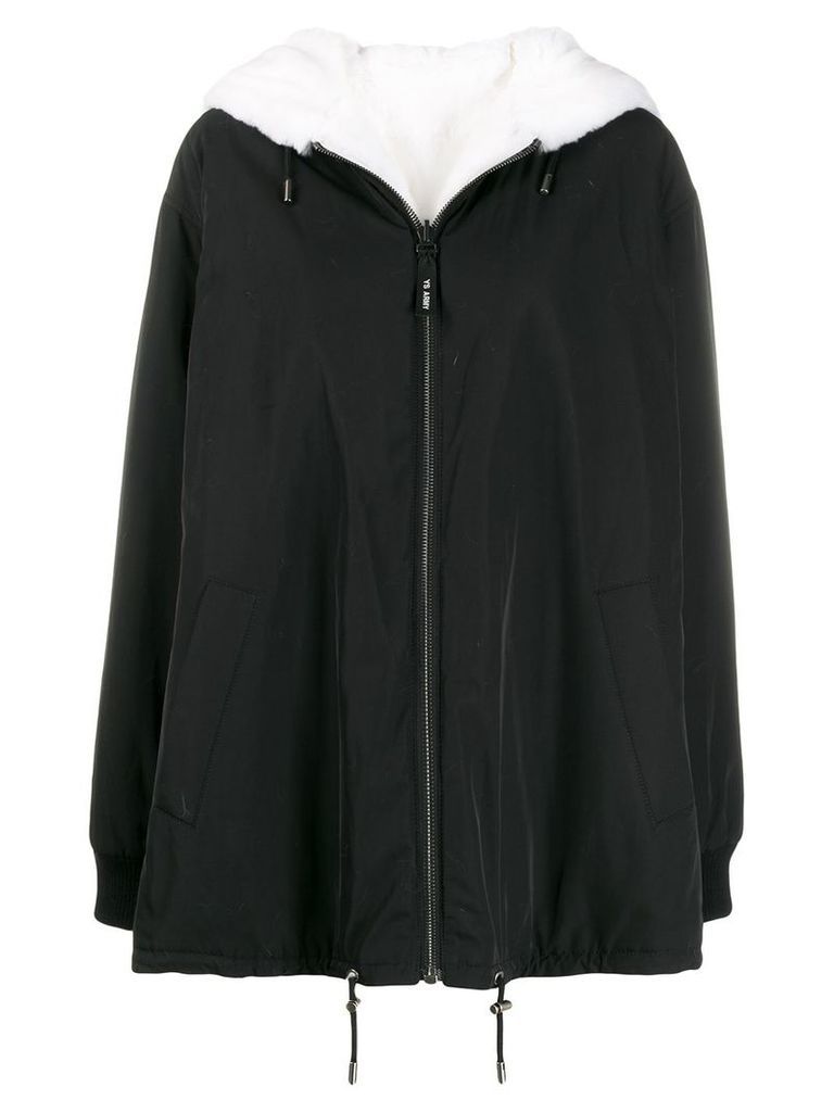 Yves Salomon Army reversible hooded coat - Black