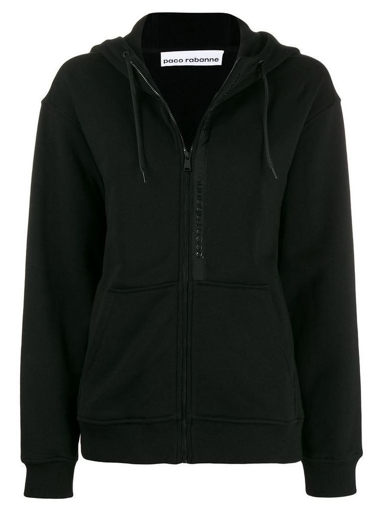 Paco Rabanne zipped drawstring hoodie - Black