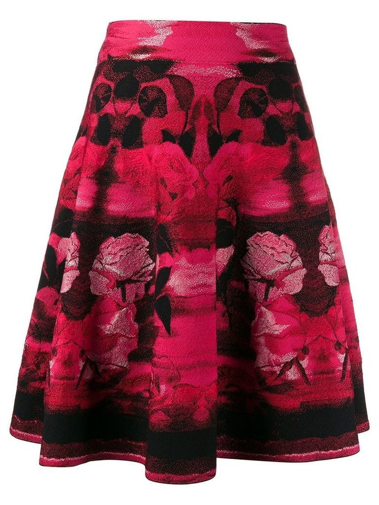 Alexander McQueen A-line rose print skirt - Red