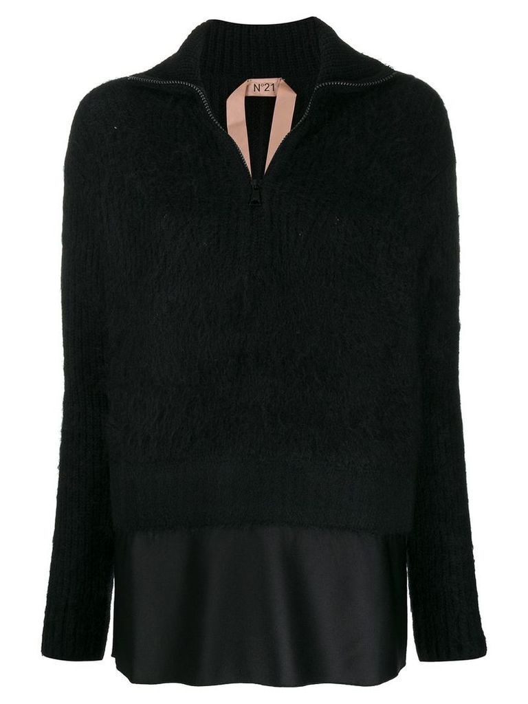 Nº21 layered-hem sweater - Black