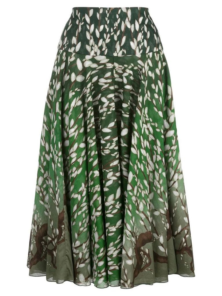 Samantha Sung Aster branch pattern skirt - Green