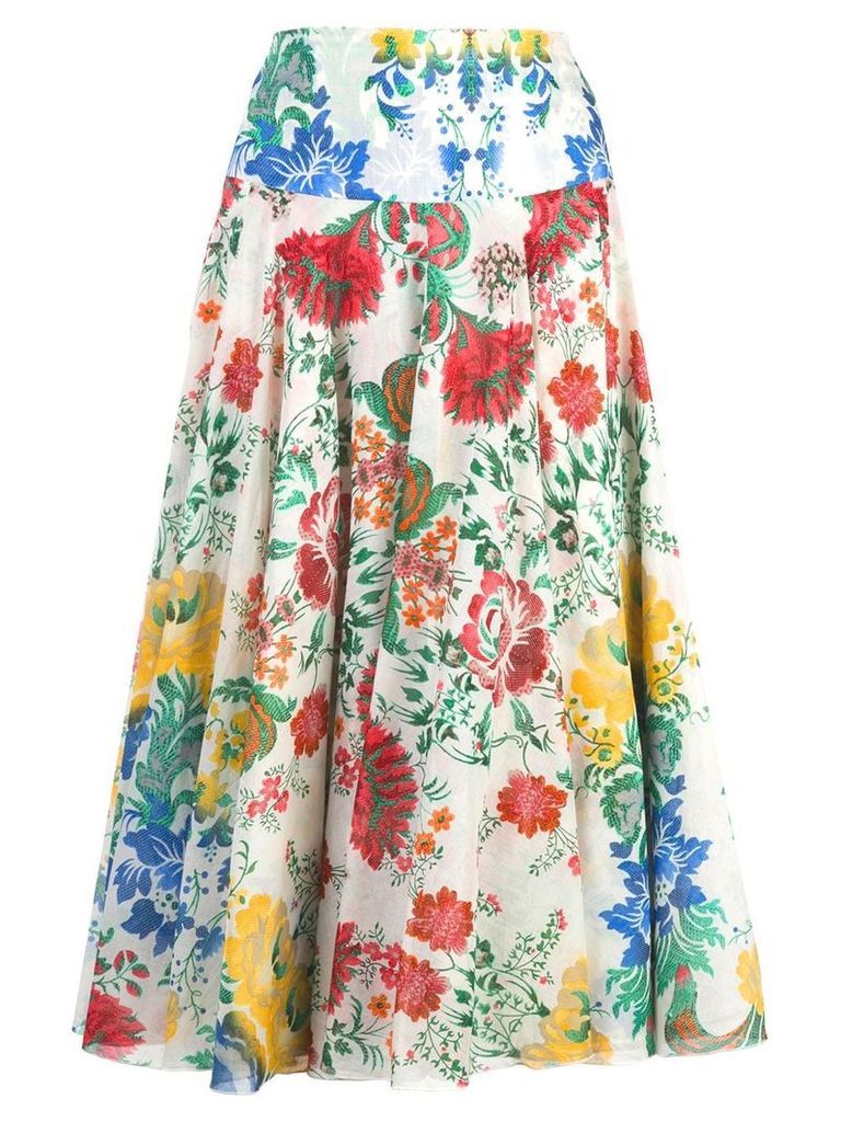 Samantha Sung Aster floral print skirt - White