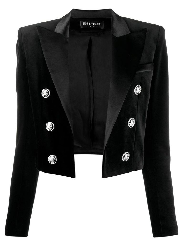 Balmain velvet cropped blazer - Black