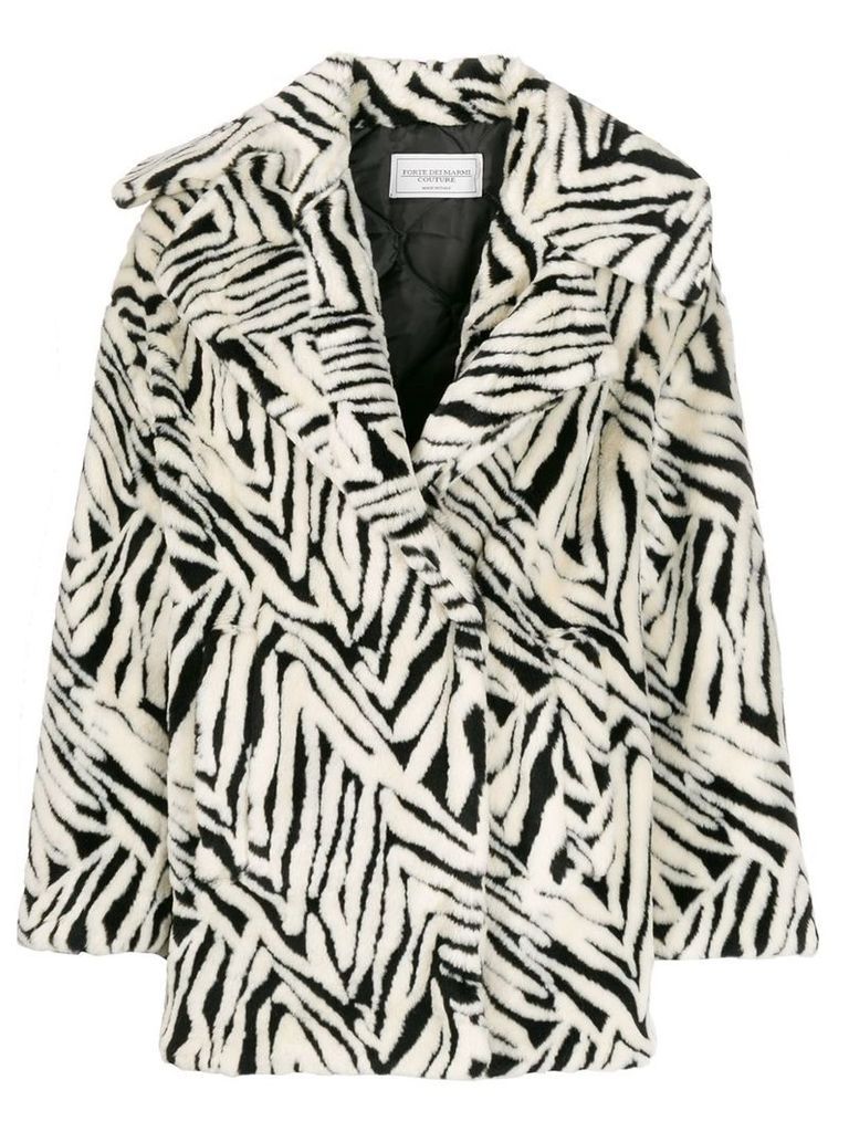 Forte Dei Marmi Couture abstract pattern wide-lapel coat - White