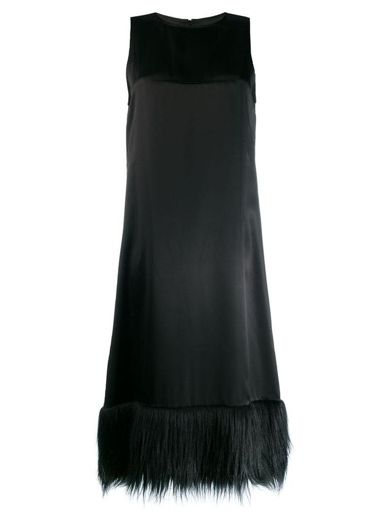 MM6 Maison Margiela satin faux-fur trim dress - Black