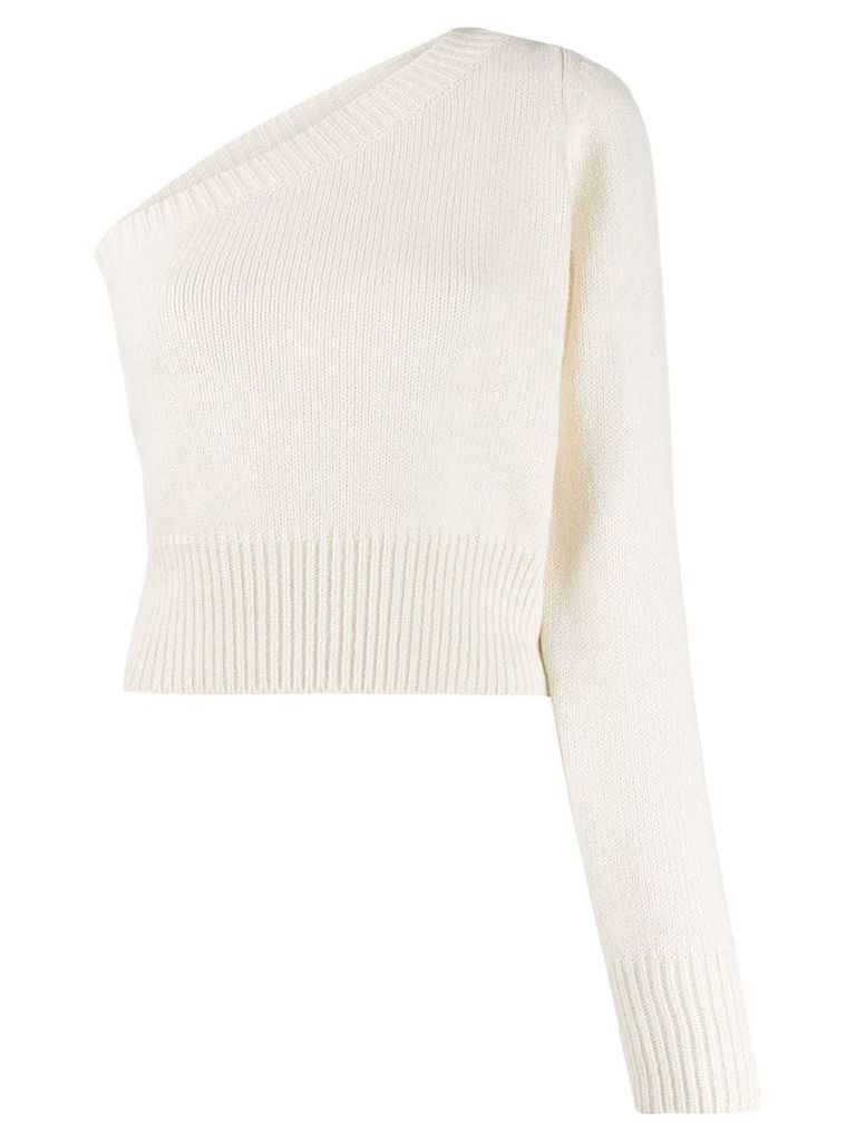 Federica Tosi one shoulder knitted top - NEUTRALS