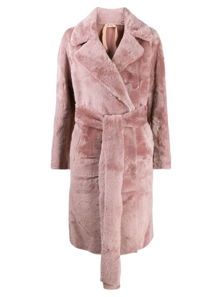 Nº21 belted fur coat - Pink