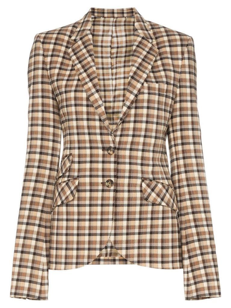 Paco Rabanne check-print fitted blazer - Neutrals