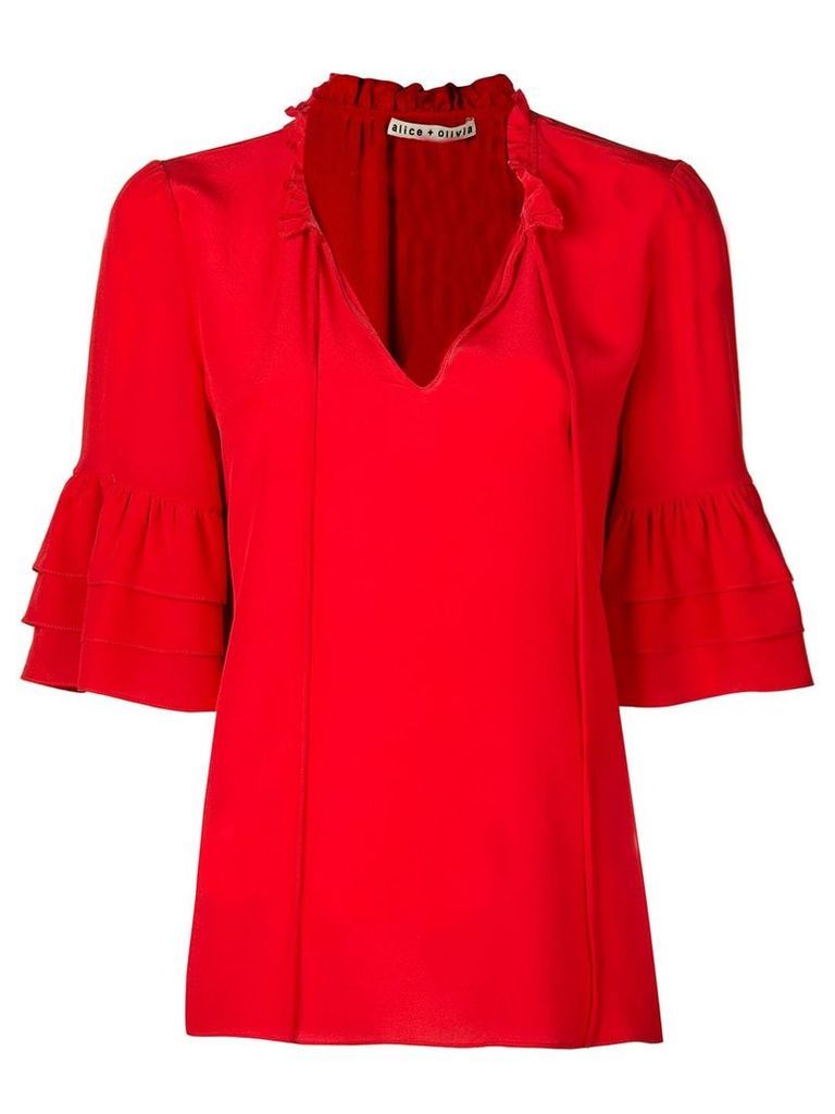 Alice+Olivia Julius ruffle sleeve blouse - Red