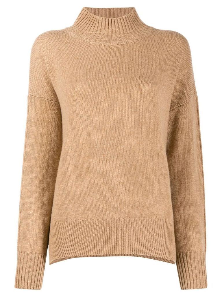 Allude ribbed turtle neck jumper - Brown