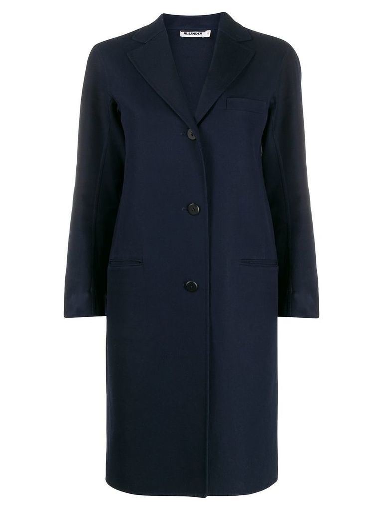 Jil Sander slim-fit button up coat - Blue