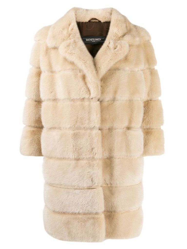 Simonetta Ravizza textured furry coat - NEUTRALS