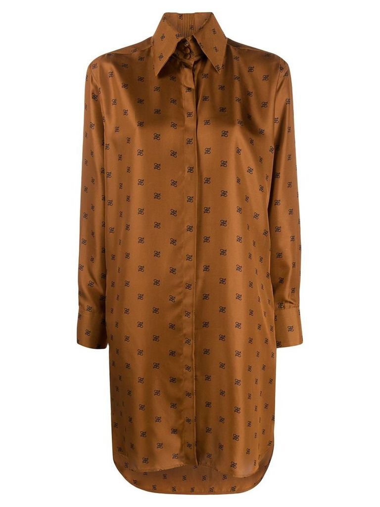 Fendi Karligraphy motif printed shirt dress - Brown