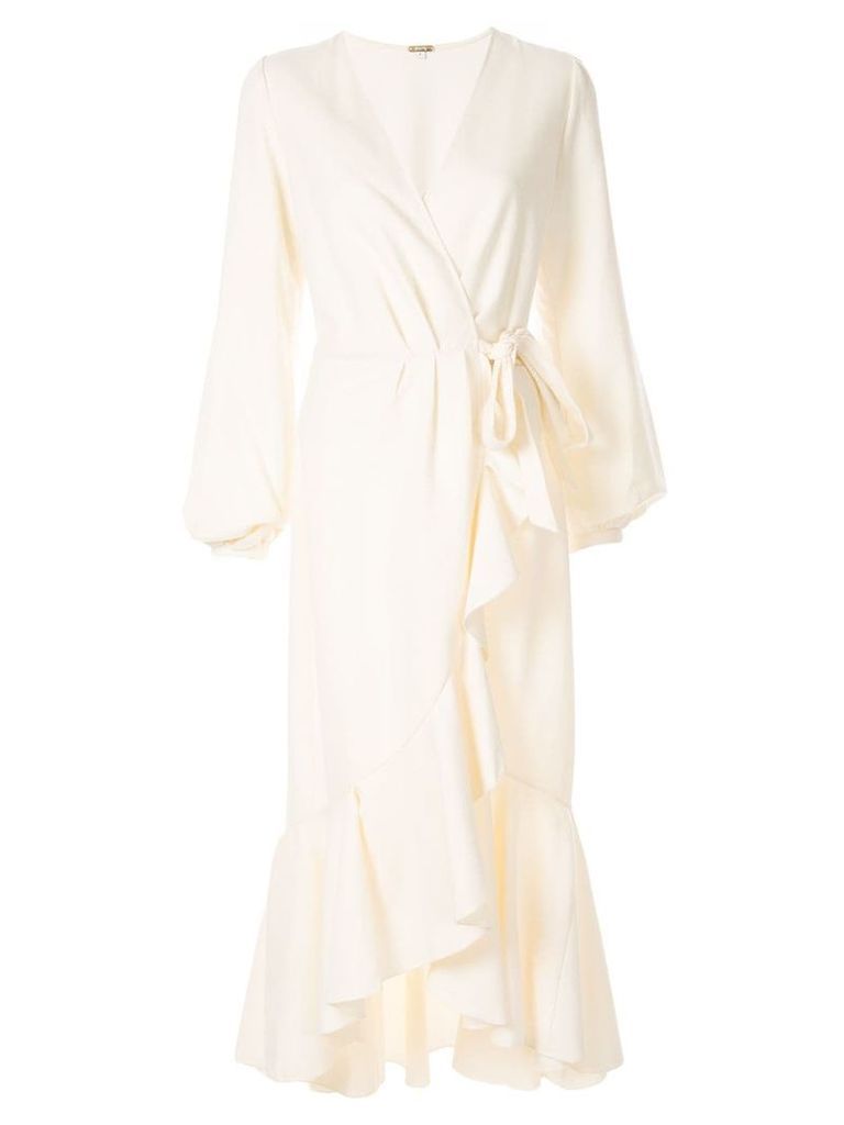 Johanna Ortiz Mundo Abstracto ruffle wrap dress - White