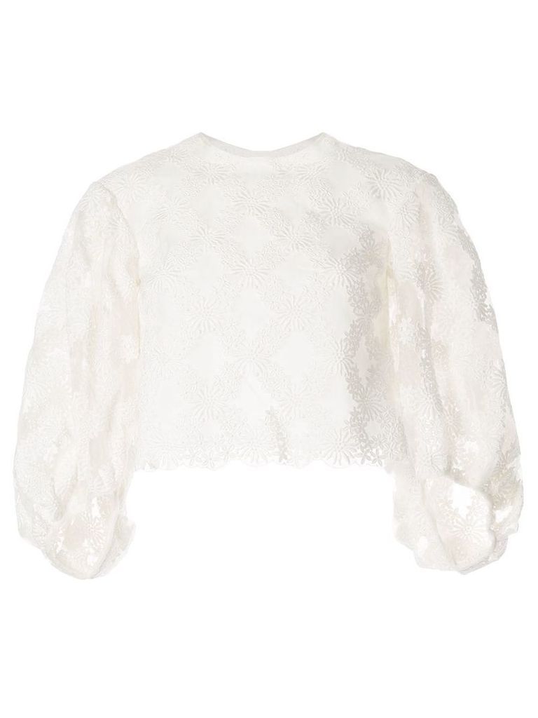 Cecilie Bahnsen Agnes embroidered cropped blouse - White