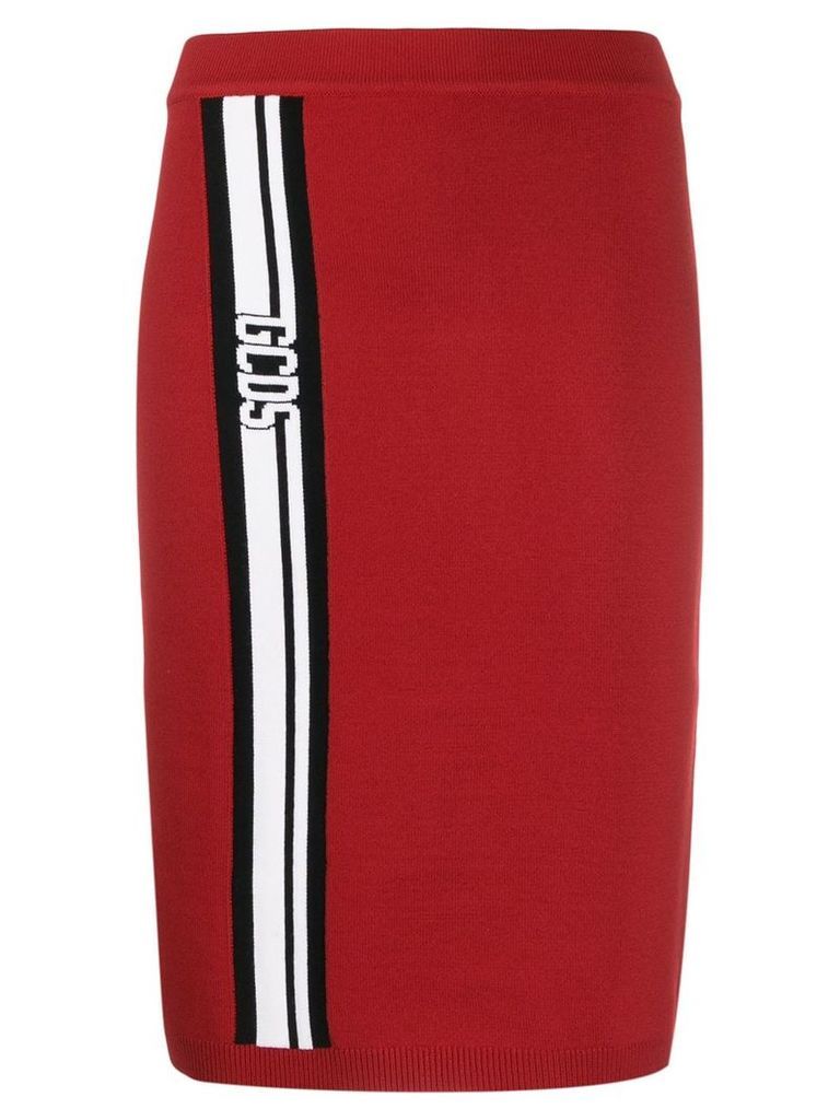 Gcds logo stripe skirt - Red