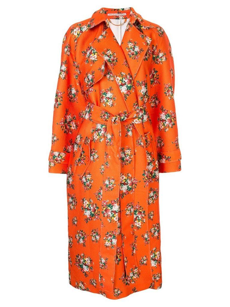 Emilia Wickstead Yves floral print trench coat - ORANGE