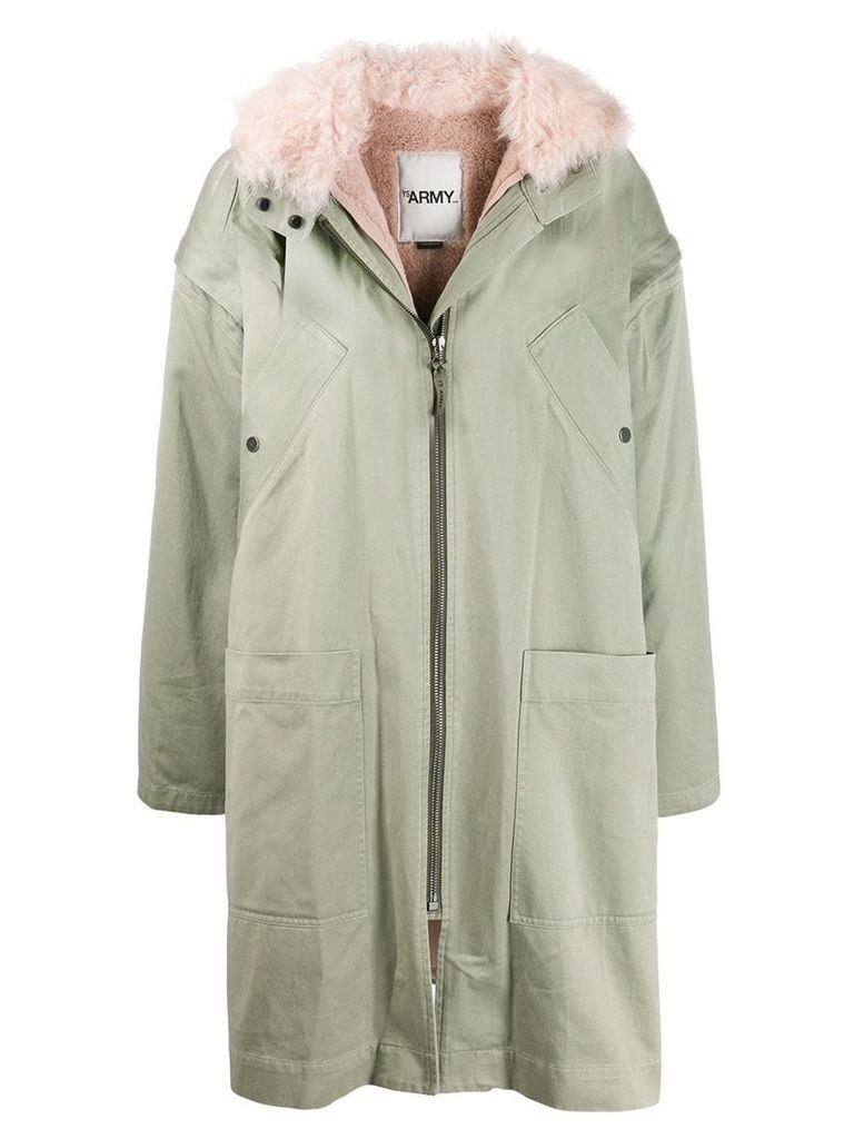 Yves Salomon Army hooded parka coat - Green