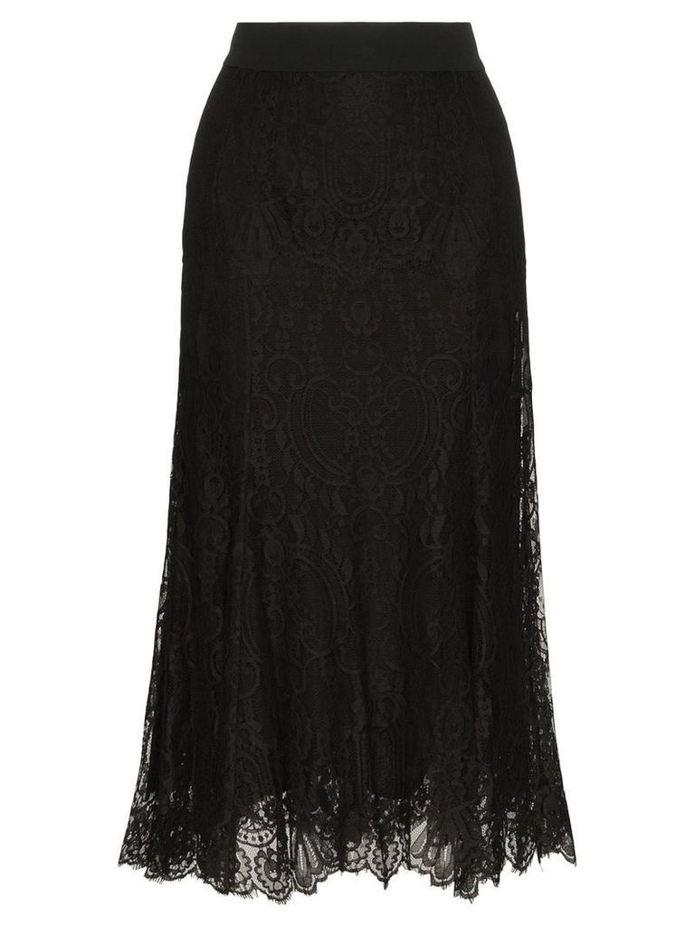 Dolce & Gabbana fluted lace midi skirt - Black