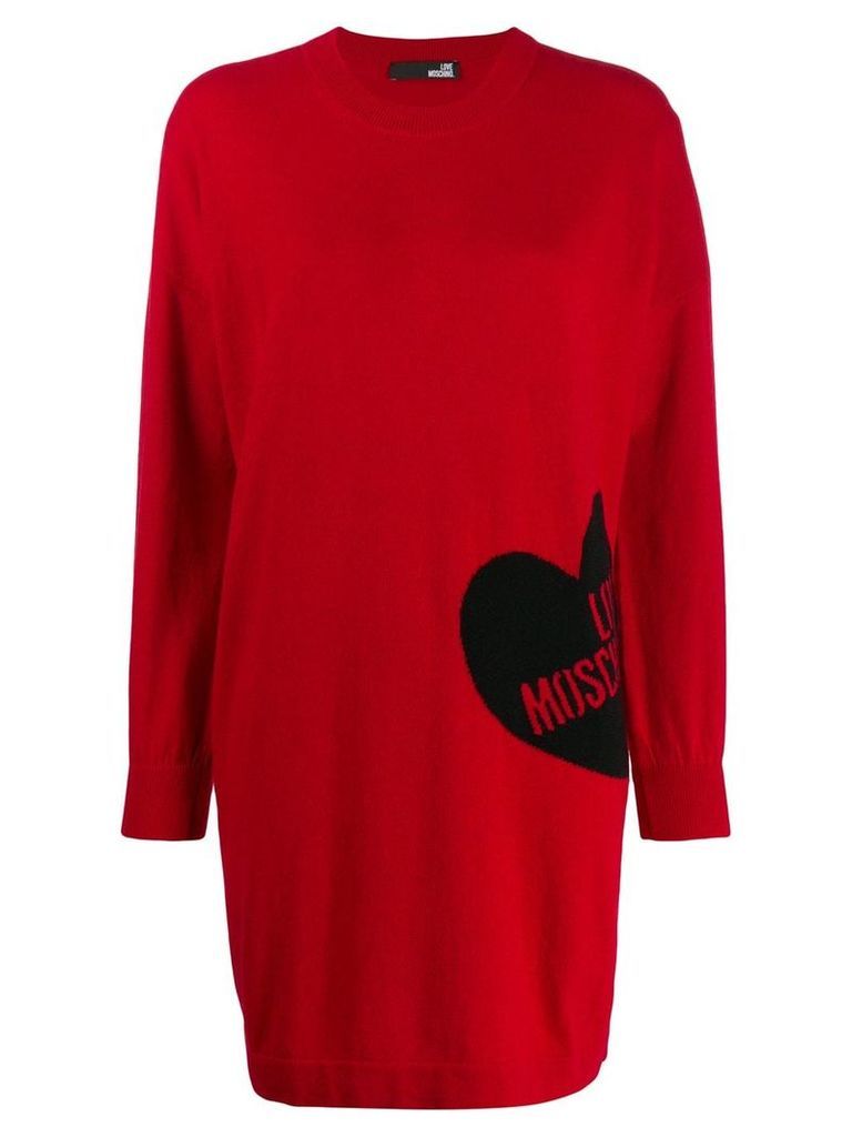 Love Moschino oversized knitted logo dress - Red