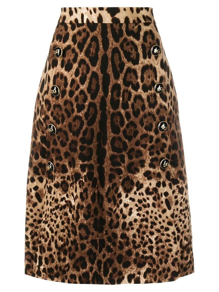Dolce & Gabbana A-line leopard print skirt - Brown