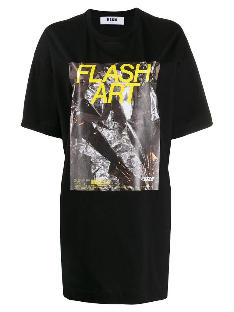 MSGM Flash Art print T-shirt dress - Black