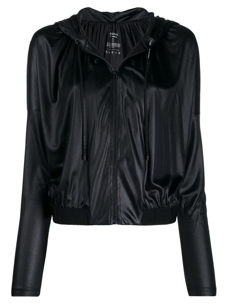 Pinko drawstring polished effect hoodie - Black