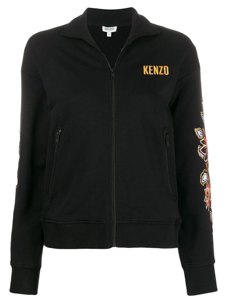 Kenzo zipped floral embroidered sweater - Black
