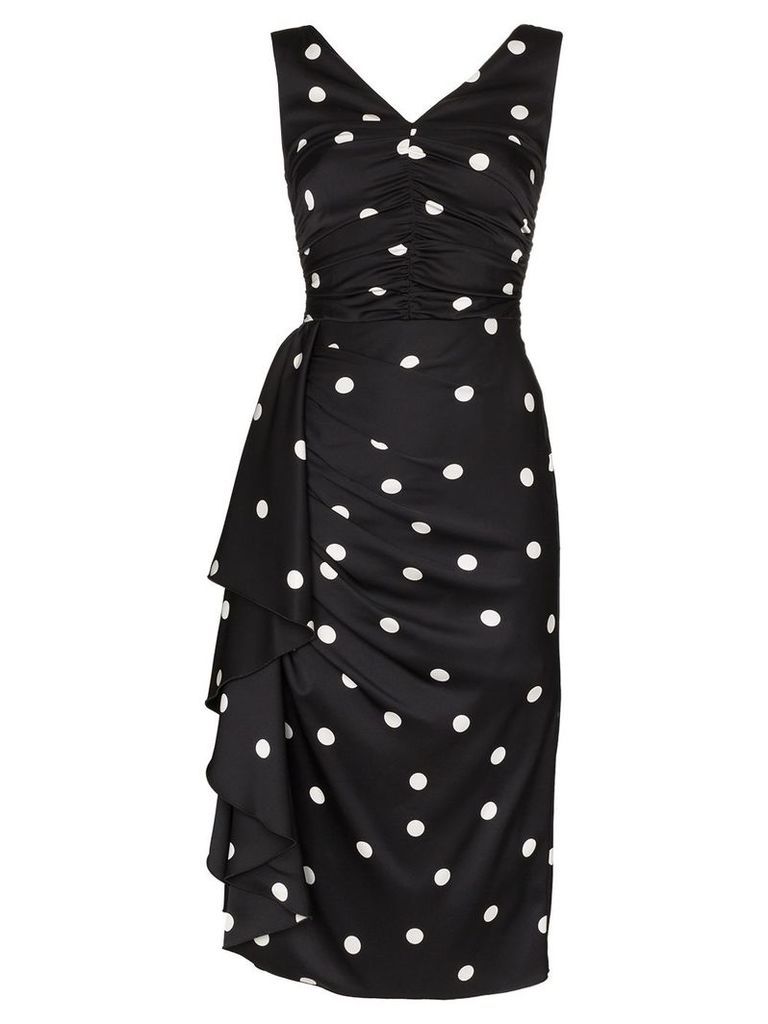 Dolce & Gabbana polka-dot ruffled ruched midi dress - Black