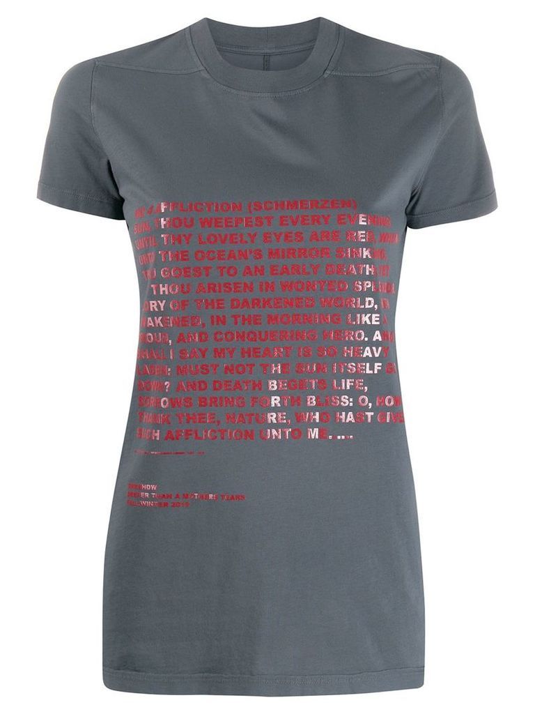 Rick Owens DRKSHDW poem print T-shirt - Grey