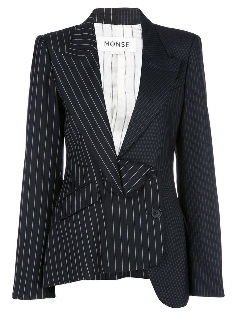 Monse two-tone pinstripe asymmetric blazer - Black
