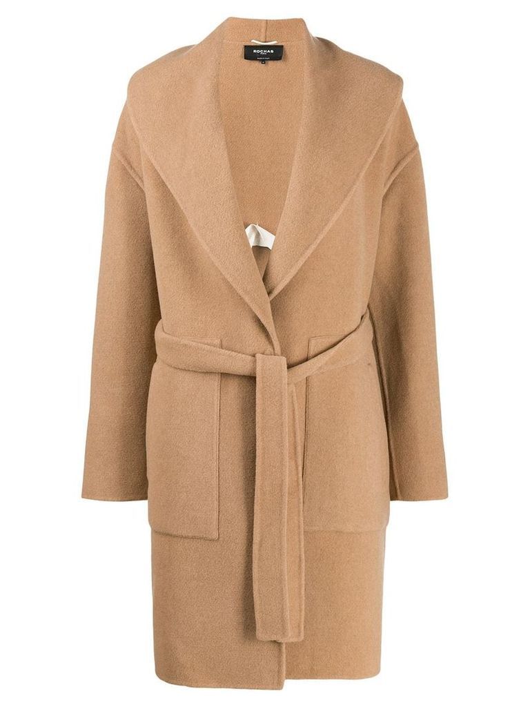 Rochas belted mid-length coat - NEUTRALS