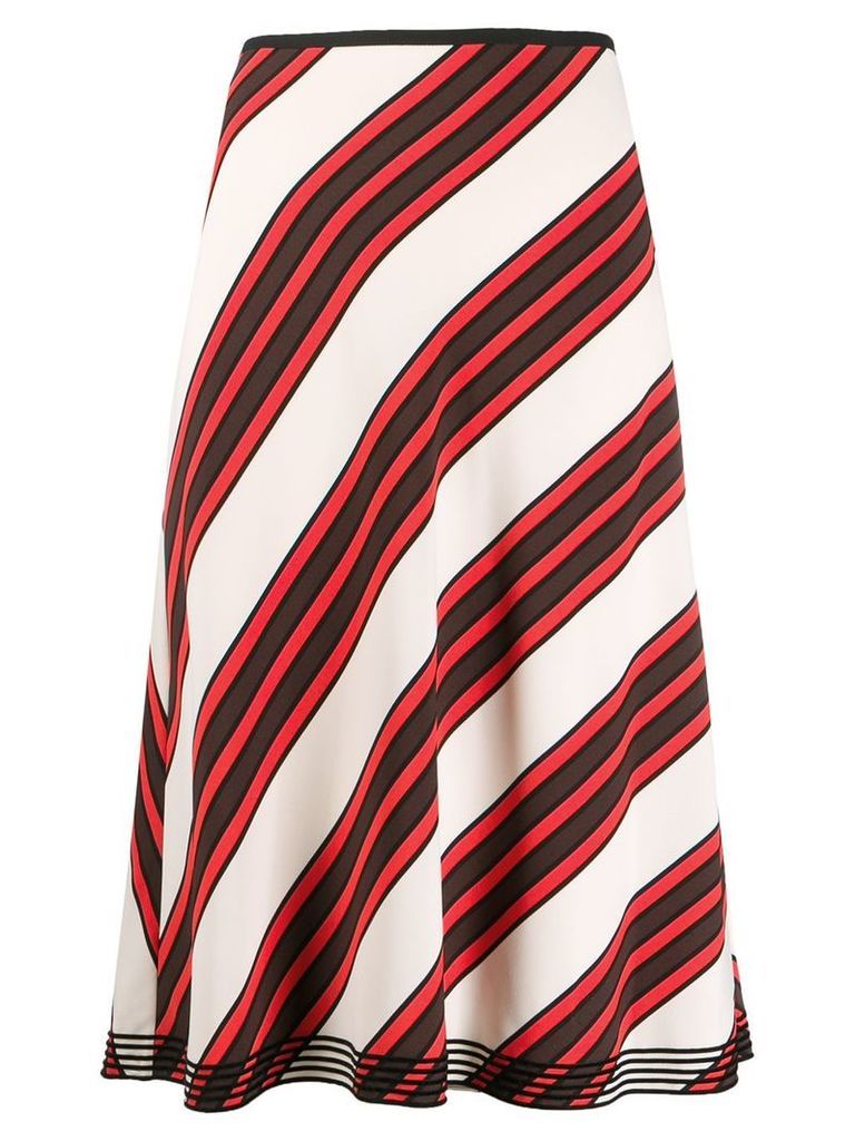 Tory Burch diagonal stripe A-line skirt - Neutrals