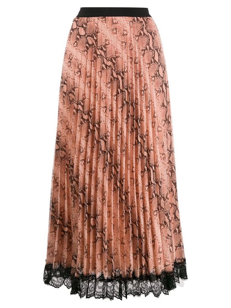 Twin-Set snake print pleated skirt - NEUTRALS