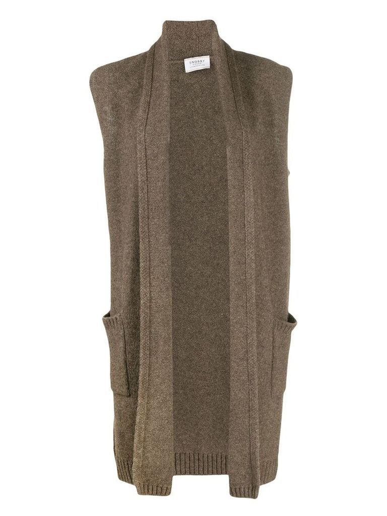 Snobby Sheep knitted midi gilet - Brown