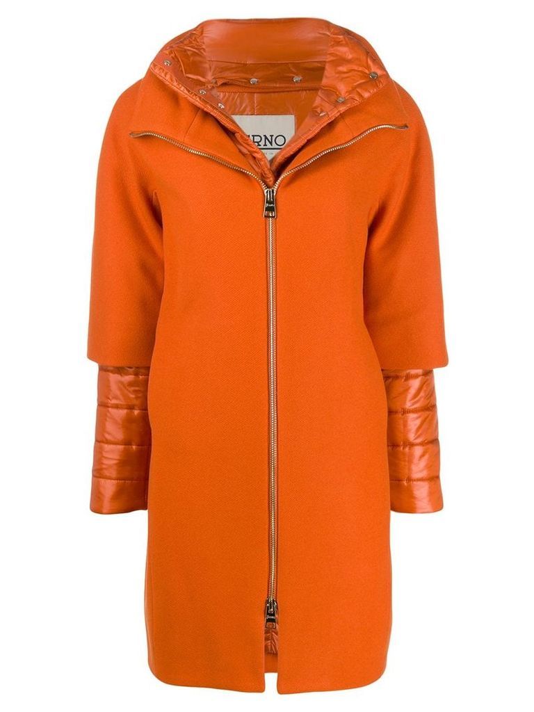 Herno layered zip-up coat - ORANGE