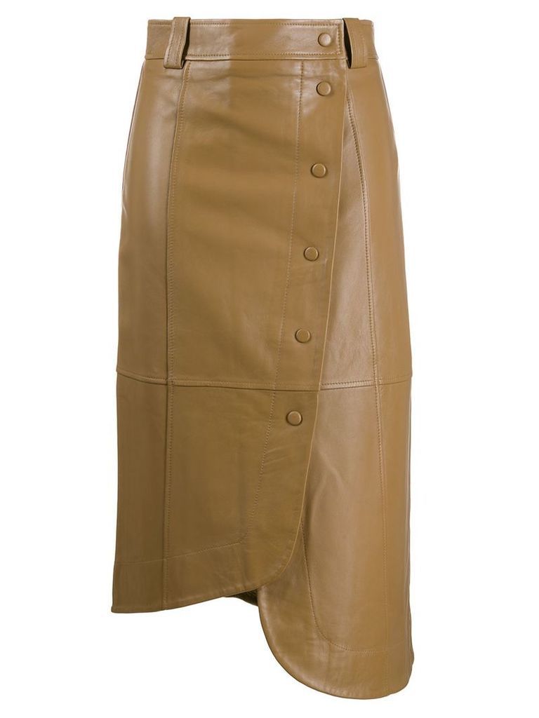 GANNI asymmetric wrap midi skirt - Brown