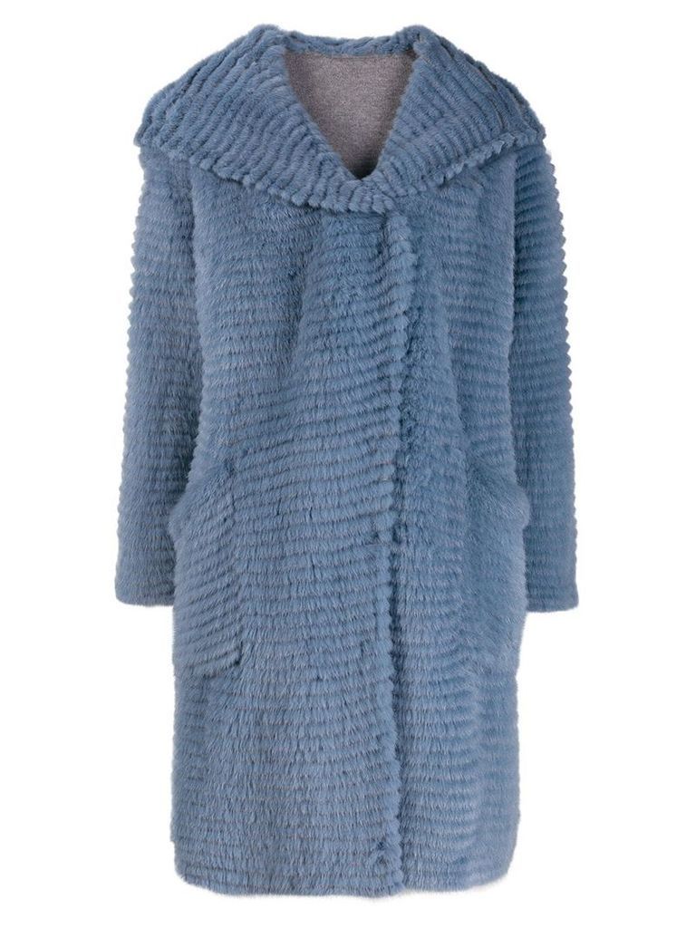 Liska hooded fur coat - Blue