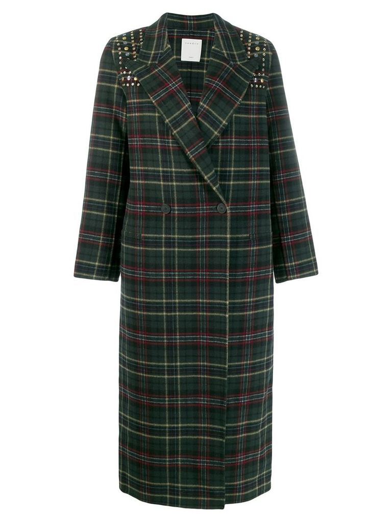 Sandro Paris checked double breasted coat - Green