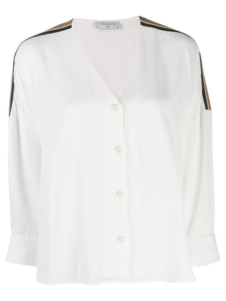Sandro Paris v-neck stripe blouse - White