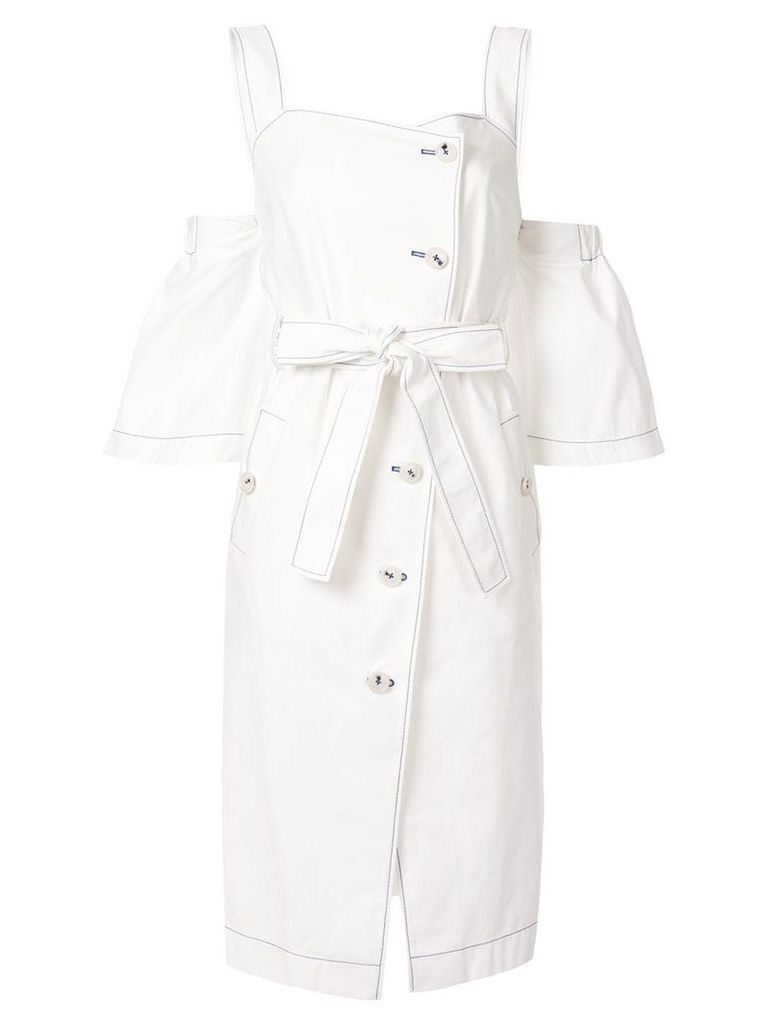 PortsPURE contrast stitching dress - White