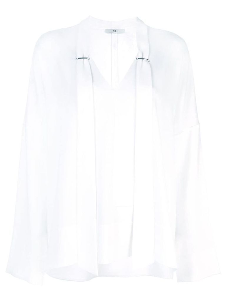Tibi shirred draped blouse - White