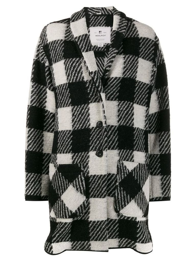 Woolrich checked single breasted coat - Black