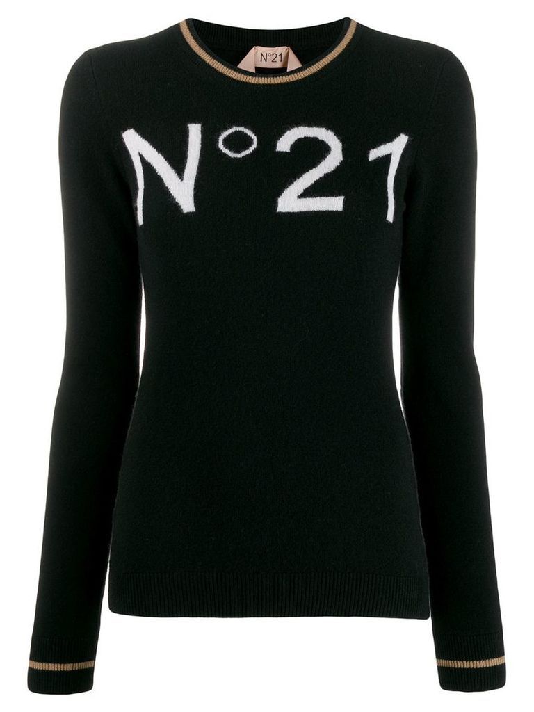 Nº21 logo intarsia jumper - Black