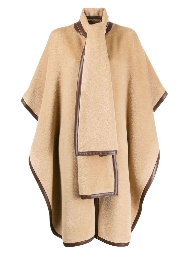 Alberta Ferretti oversized textured cape coat - Brown