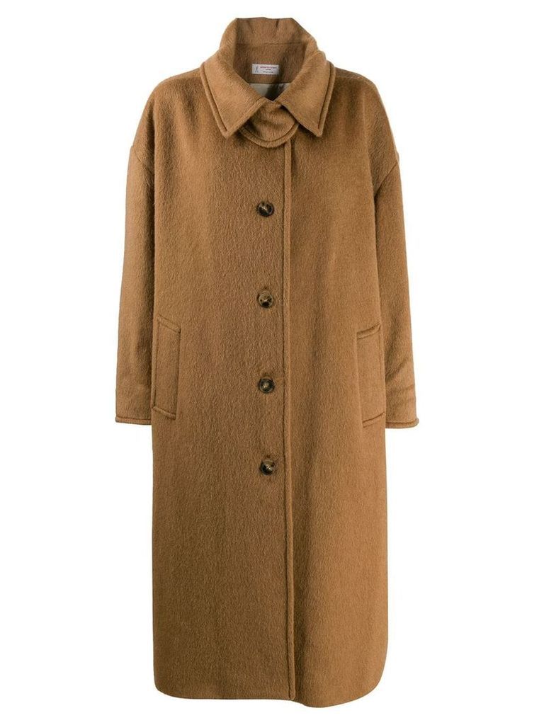 Alberto Biani oversized single-breasted coat - Brown