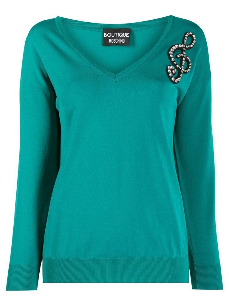 Boutique Moschino embellished music note jumper - Green