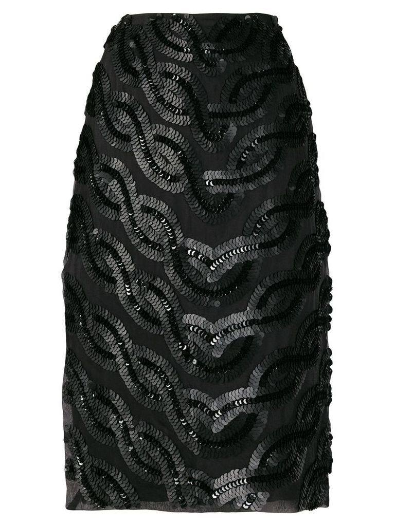 Erika Cavallini side-slit embellished skirt - Black