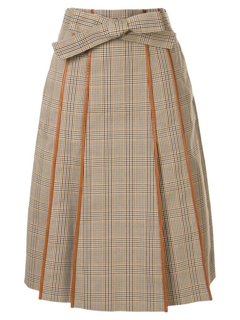 Tory Burch plaid print pleated skirt - Brown